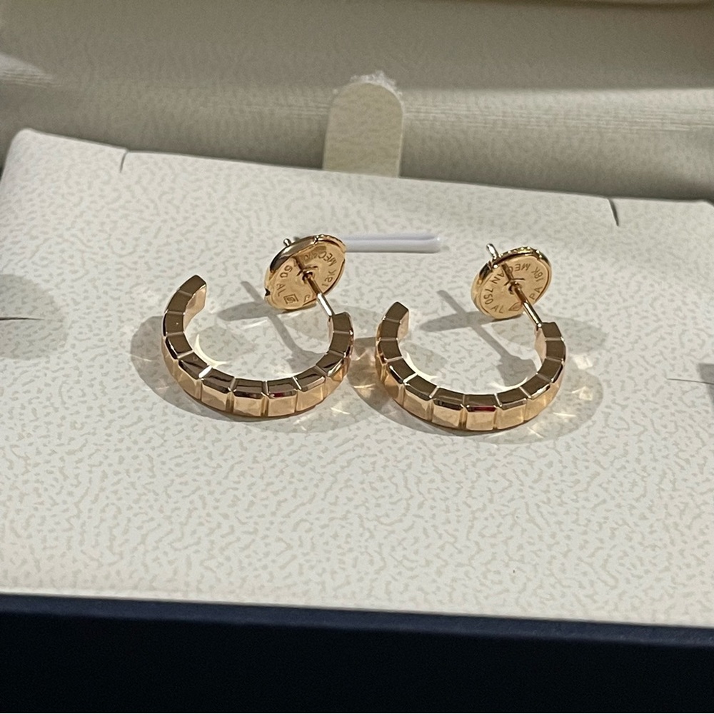 Chopard 18k Rose Gold Faceted Mini Hoop Earrings